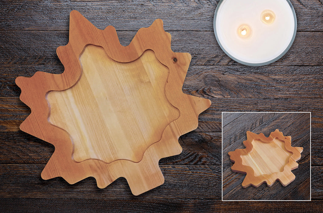 Solid Pine Maple Leaf Catch-All Tray/Serving Tray